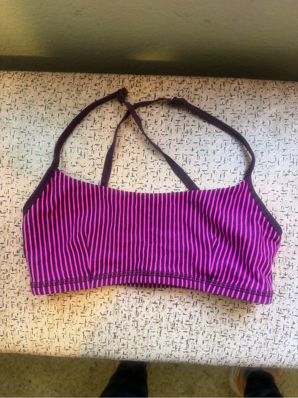 lululemon athletica Pink and Black Striped Sports Bralette